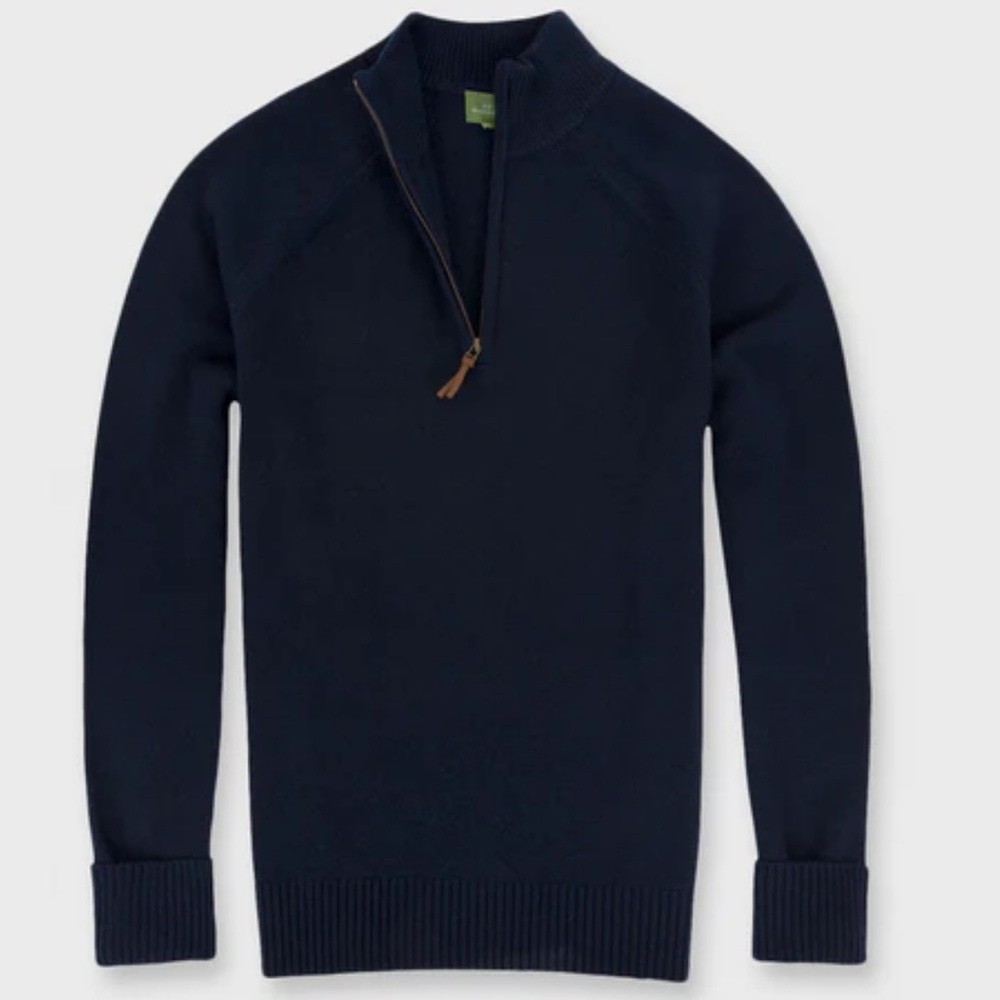 SID MASHBURN Mens Navy Blue 1/2 Zip Sweater